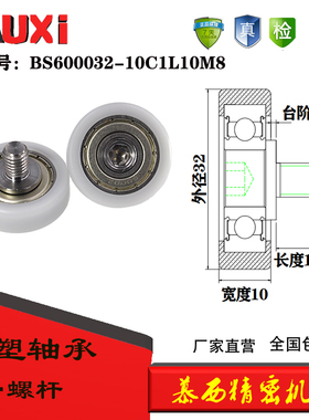 BS600032-10C1L10M8包塑包胶轴承轮滚轮耐磨加不锈钢轴螺丝
