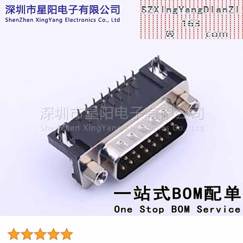 X0315WT7B3 双排15P公头黑胶90度插板 叉锁铜螺丝