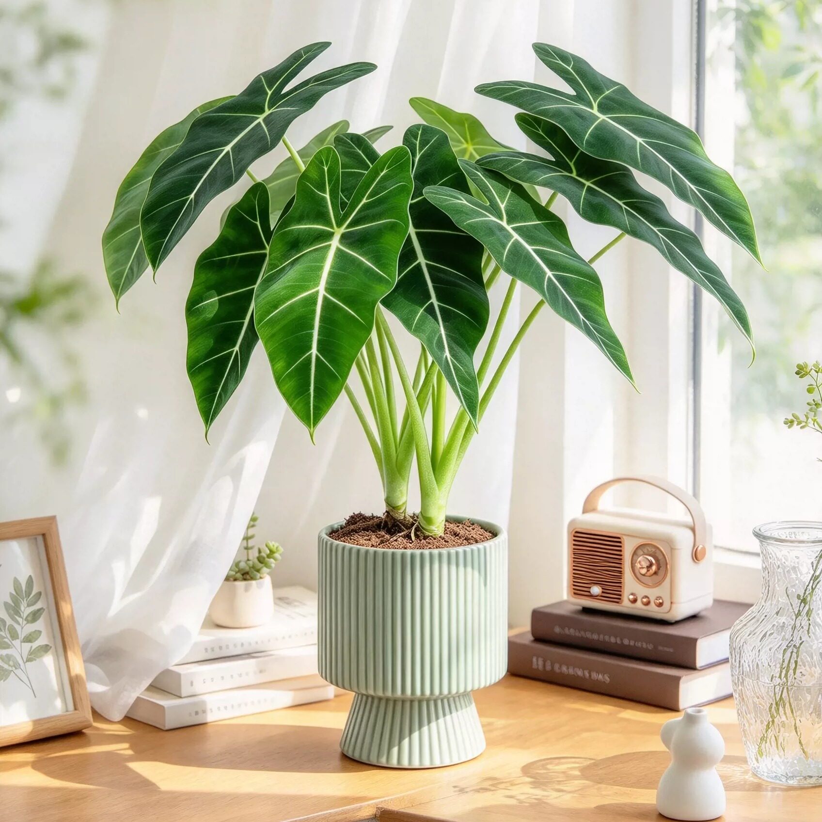 绿天鹅绒海芋植物盆栽老桩室内客厅阳台绿植观叶植物 顺丰到家