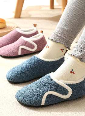 地板袜秋冬加绒儿童室内防滑底早教学步宝宝鞋居家棉鞋魔术贴鞋套