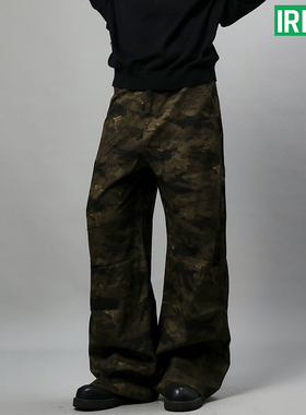 IREX 美式A字廓形做旧废土风迷彩工装裤男女微喇Baggy阔腿休闲裤