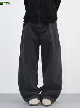 IREX 直筒阔腿水洗灰黑牛仔裤男重磅水洗VUJADE 009 STEVE休闲裤