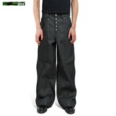 康龙平替版 本 五连扣原牛丹宁黑弯刀裤 廓形宽松直筒牛仔裤 14oz