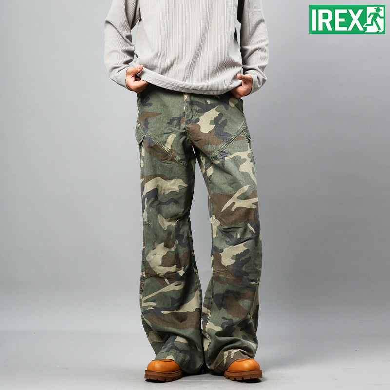 IREX 雪地迷彩/直筒微喇修身多口袋工装裤男美式复古迷彩休闲裤潮