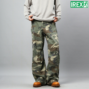 IREX 雪地迷彩/直筒微喇修身多口袋工装裤男美式复古迷彩休闲裤潮