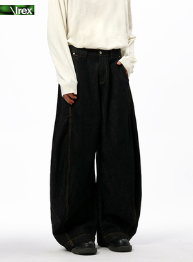 IREX复古原牛丹宁弯刀牛仔裤廓形国潮春秋美式高街百搭直筒长裤男