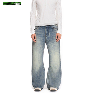 男直筒休闲水洗做旧vintage长裤 廓形牛仔裤 巴家竹节纹弯刀裤 IREX