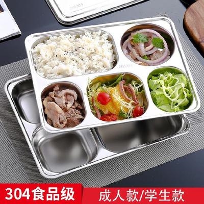 儿童餐盘不锈钢分格快餐盆大人分餐盘菜碟吃饭快餐盘简约圆形叉子