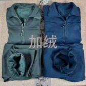 藏青色训练服男加绒跑步运动服 新款 秋冬长袖 加绒体能训练服套装