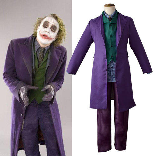 万圣节蝙蝠侠小丑cos服黑暗骑士希斯莱杰Joker小丑cosplay服
