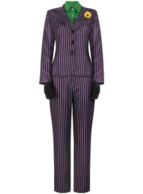 万圣节cos服蝙蝠侠紫色条纹小丑西服外套cosplay角色扮演服女服装