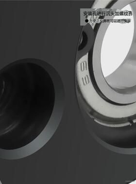 Efc圆形法兰轴承座总成，带轴承固定座，双轴承座45钢黑色Bgrbb B