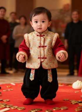 周岁男宝礼服汉服男童拜年服新中式抓周服儿童新年衣服小少爷唐装