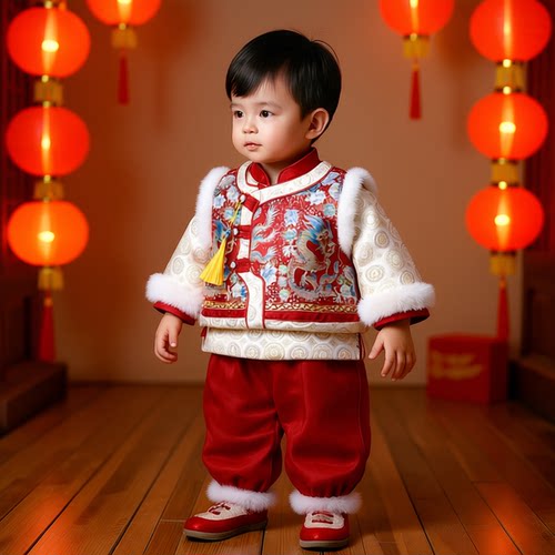 周岁男宝礼服秋冬季加绒加厚