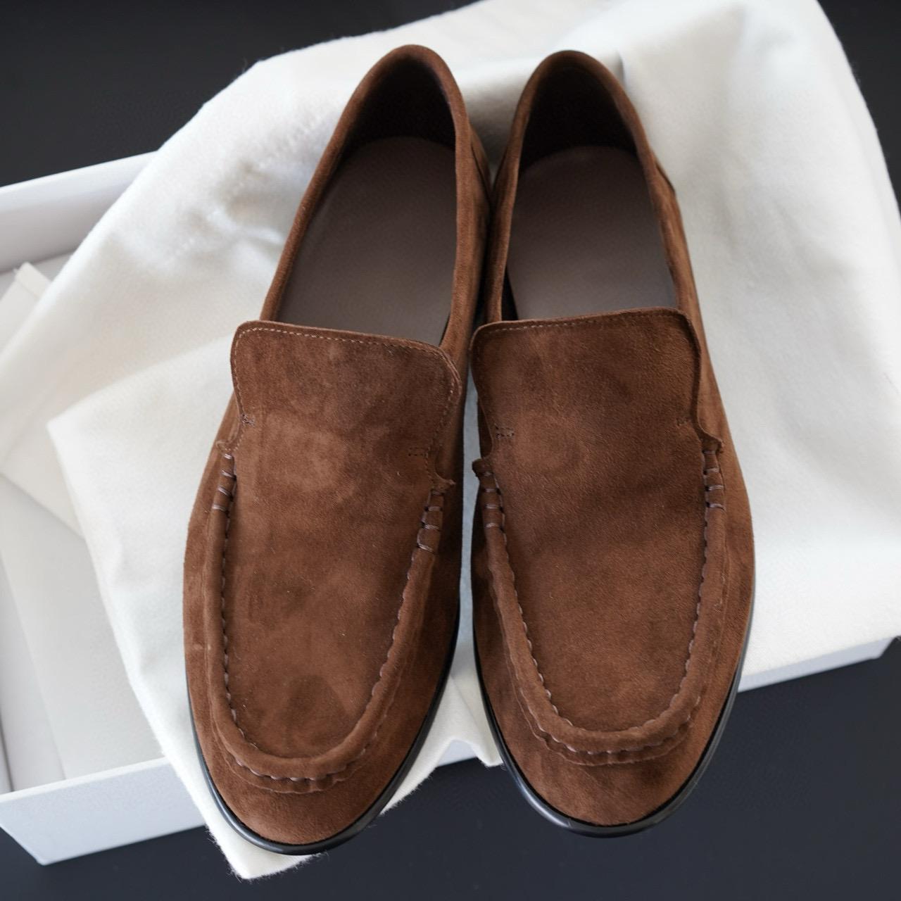 手工缝线柔软一脚蹬乐福鞋女