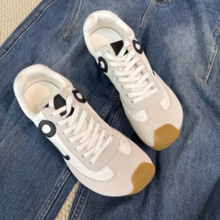 莞产~2025罗家小众芭蕾德训鞋女平底拼色阿甘鞋丑萌休闲运动鞋