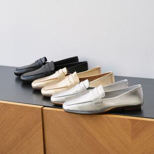 时尚 通勤软底单鞋 一脚蹬 真皮复古英伦风乐福鞋 2025春夏新款
