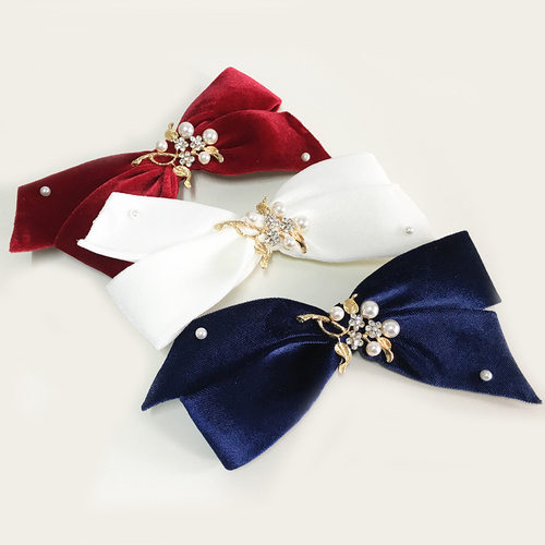 新娘婚礼头纱 秋冬丝绒珍珠装饰礼服配饰发饰发夹