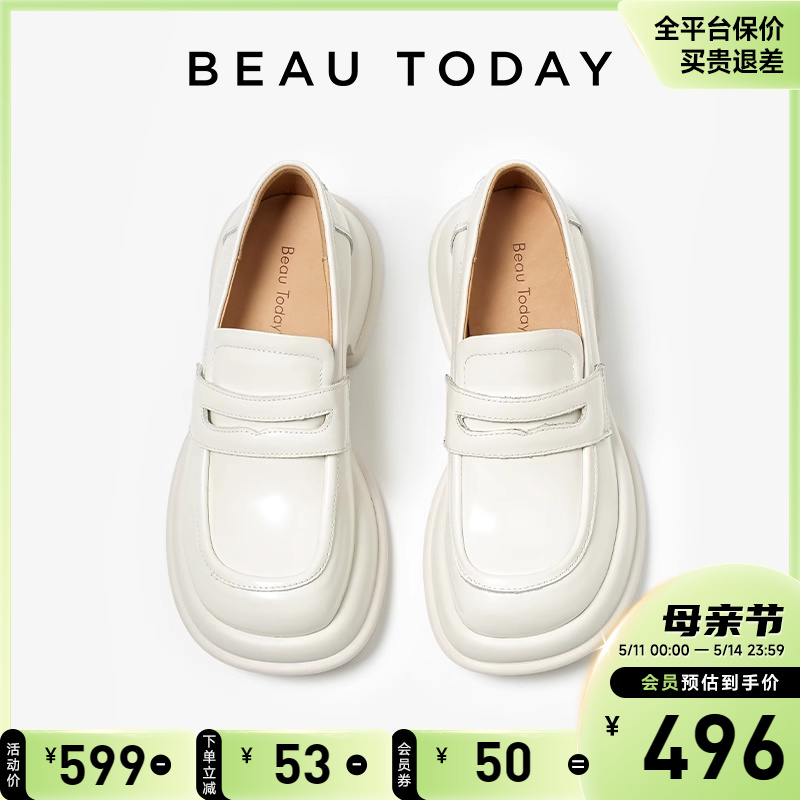 BeauToday白色厚底玛丽珍鞋