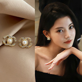 耳环女新款 法式 双C珍珠款 轻奢高级气质耳钉港风复古高端大气耳饰