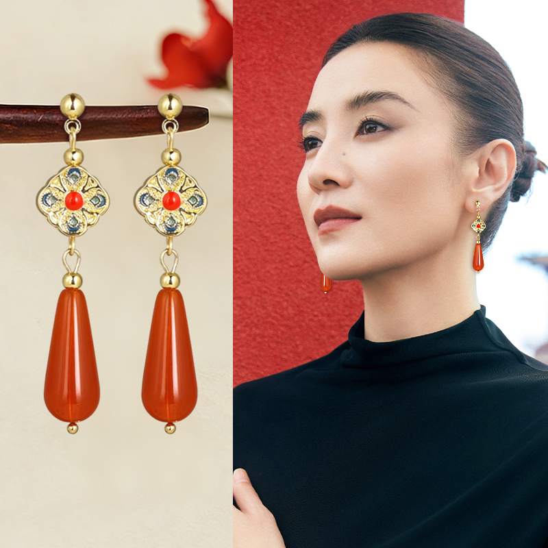 新中式红色水滴软垫耳夹女2026新款无耳洞耳环独特绝美高级感耳饰,饰品/流行首饰/时尚饰品新,耳夹,淘宝优惠券,粉丝福利购,淘宝优惠卷