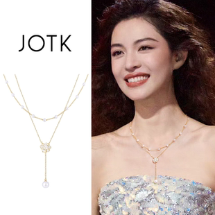 金色山茶花叠层珍珠款 巨好看锁骨链小众高级感配饰 项链女2026新款