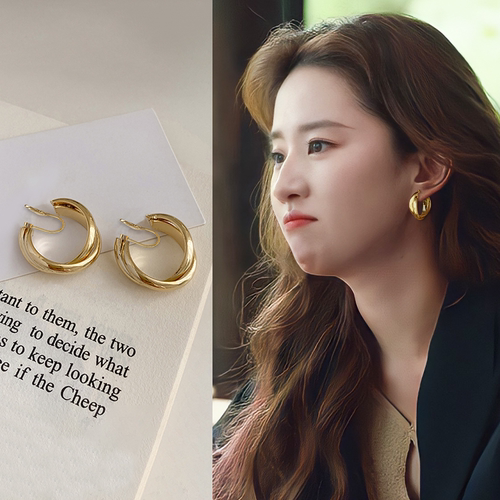 轻奢金色圈圈蚊香盘耳夹