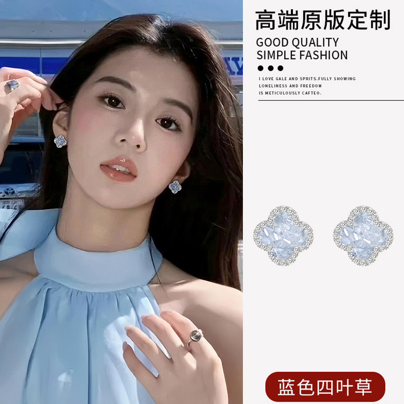 蓝色简约蚊香盘耳夹女无耳洞独特图片