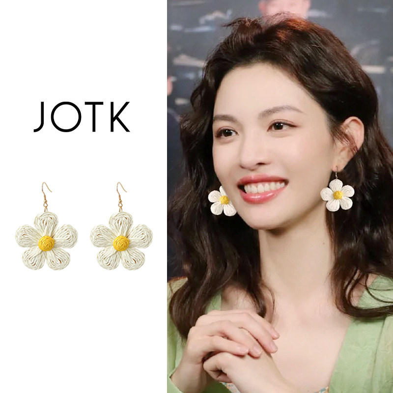 度假风花朵耳环耳坠女士2026巨好看海边超火耳钩夸张独特漂亮耳饰