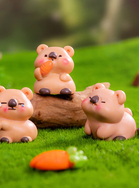 微景观手工造景小动物摆件可爱树脂袋熊创意多肉花盆装饰桌面摆设