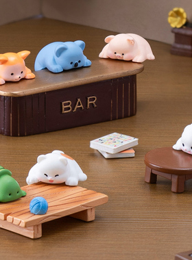 微景观创意卡通小动物摆件可爱树脂小猫小狗手工造景桌面装饰摆设