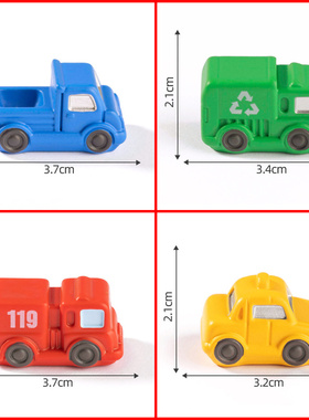 4款微景观创意可爱卡通小车摆件桌面装饰品迷你树脂小货车垃圾车