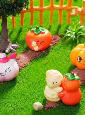 微景观创意可爱卡通谐音梗蔬菜摆件桌面装饰品迷你树脂小实物摆设