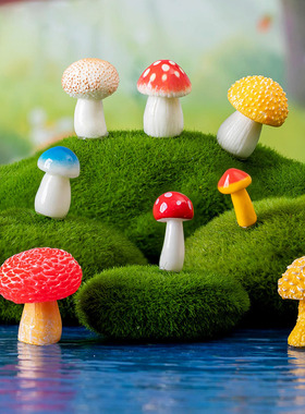 12款蘑菇摆件桌面花盆摆设微景观树脂蘑菇创意手工盆栽植物小饰品