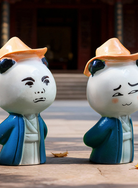 微景观树脂卡通熊猫表情桌面摆件