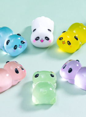 微景观创意可爱卡通夜光小熊猫摆件桌面装饰品迷你树脂小摆设