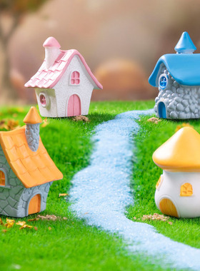 微景观创意可爱卡通小房子摆件桌面装饰品迷你树脂小摆设