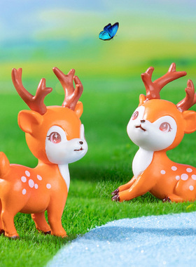 微景观创意手工小动物农场梅花鹿摆件可爱桌面花盆装饰微缩摆设