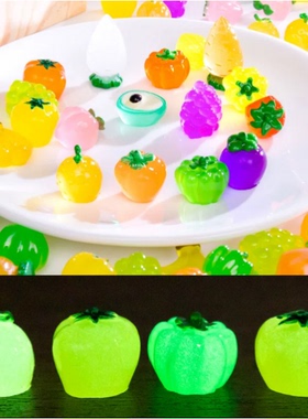 微景观夜光透色水果树脂蔬菜手机壳创意耳饰发夹钥匙扣饰品配件