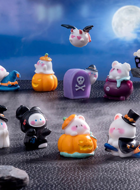 微景观创意万圣节摆件卡通骷髅城堡南瓜幽灵树脂木乃伊手工装饰品