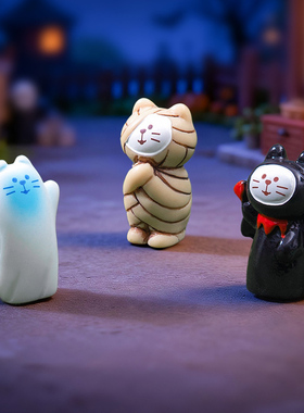 万圣节卡通木乃伊猫咪树脂摆件