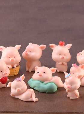 微景观可爱卡通小猪树脂动物工艺品小摆件十二生肖猪公仔蛋糕装饰