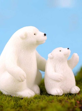 微景观办公室花盆装饰可爱卡通母子小熊钥匙扣配件树脂小动物摆件