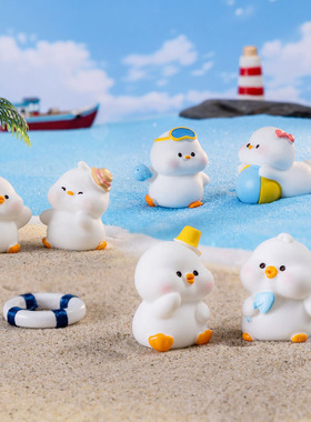 可爱小鸭子摆件手工造景微景观创意可爱小动物公仔微缩迷你小城堡