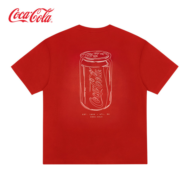 【商场同款】Coca-Cola可口可乐 可乐罐线条印花短袖T恤 男女同款