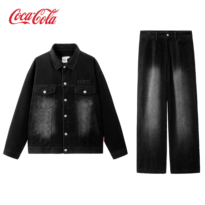 Coca－Cola/可口可乐灯芯绒夹克直筒裤子休闲运动套装男女同款