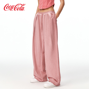 Coca Cola 可口可乐打褶字绣休闲宽松直筒垂感针织裤 商场同款