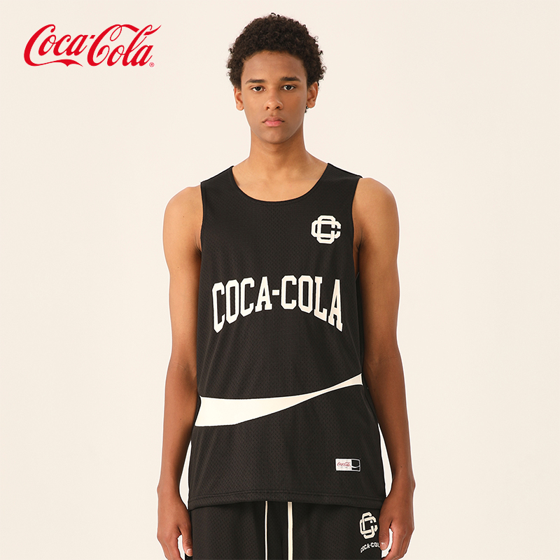 Coca-Cola/可口可乐 运动篮球背心男女网眼透气字母飘带休