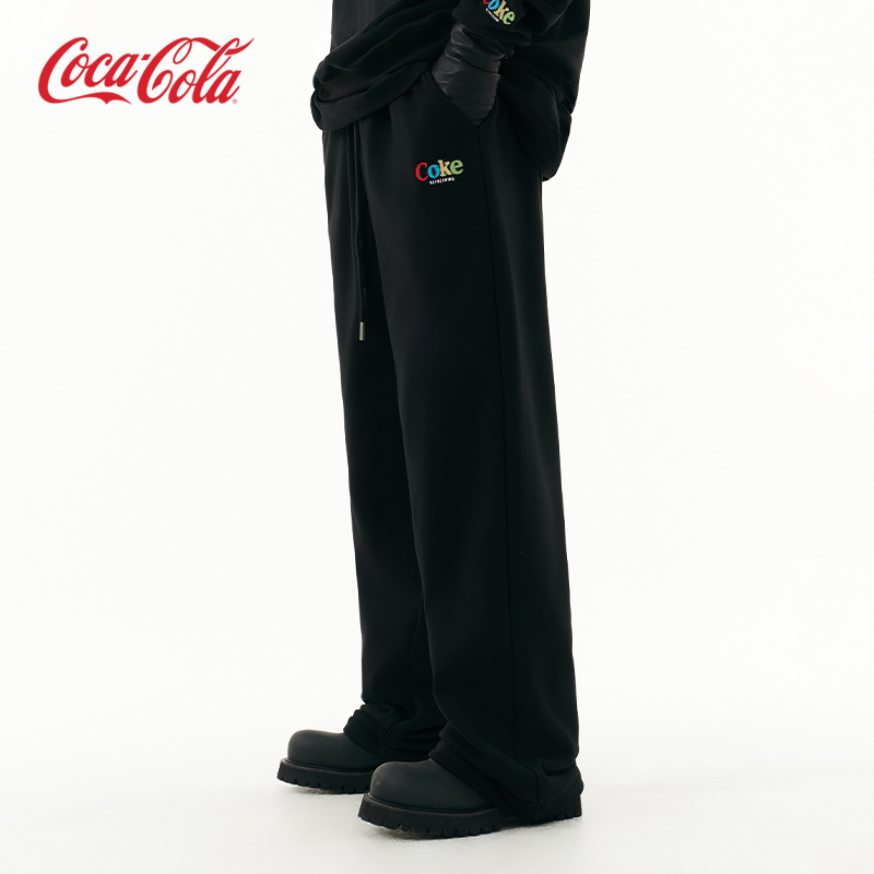 Coca－Cola/可口可乐基础款直筒宽松垂感拖地休闲裤 男女同款