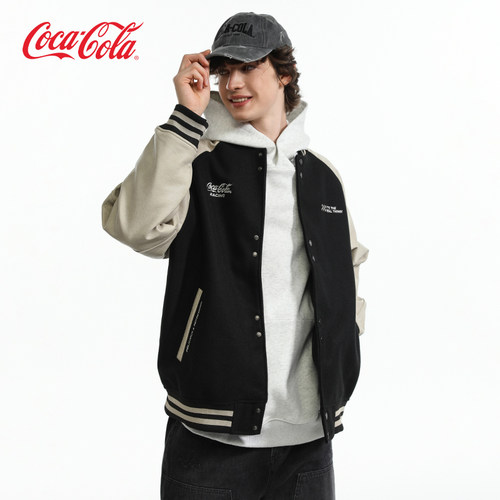 可口可乐美式复古刺绣棒球服外套